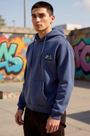 Erkek Kapüşonlu Düşük Kol Sweatshirt Slogan Nakışlı Fonksiyonel Dayanıklı Kaliteli Estetik