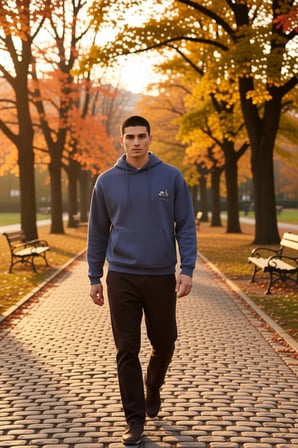 Erkek Kapüşonlu Düşük Kol Sweatshirt Slogan Nakışlı Fonksiyonel Dayanıklı Kaliteli Estetik
