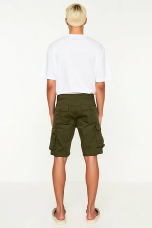 Erkek Şort Slim Fit Kargo Cepli Gabardin Dokuma Normal Bel Boru Paça Düz Kesim Yazlık Spor