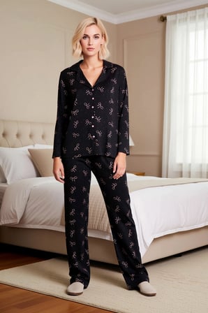 Kadın Gömlek Yaka Standart Kol Regular Kalıp Pijama Takımı Fonksiyonel Kaliteli %100 Pamuk