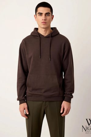 Erkek Kapüşonlu Düşük Kol Uzun Kollu Oversize Kalıp Sweatshirt Fonksiyonel Dayanıklı Rahat