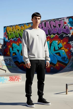 Erkek Bisiklet Yaka Düşük Kol Nakışlı Oversize Sweatshirt %65 Pamuk %35 Polyester Kaliteli
