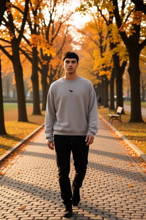 Erkek Bisiklet Yaka Düşük Kol Nakışlı Oversize Sweatshirt %65 Pamuk %35 Polyester Kaliteli