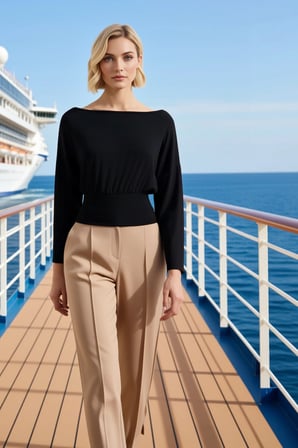 Kadın Örme Bluz Kayık Yaka Uzun Kol Fitted Kalıp Peplum Bel Detaylı Yumuşak Dokulu Estetik