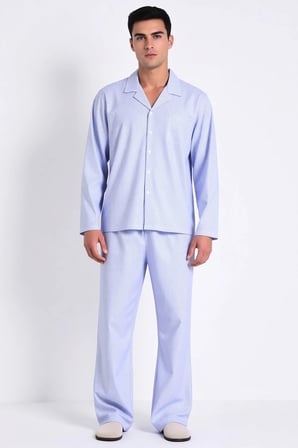 Erkek Gömlek Yaka Standart Kol Regular Kalıp Dokuma Pijama Takımı Fonksiyonel Dayanıklı Şık