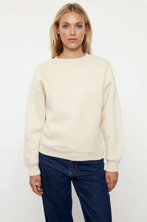 Kadın Bisiklet Yaka Düşük Kol Regular Kalıp Örme Sweatshirt Fonksiyonel Dayanıklı Kaliteli