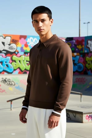 Erkek Polo Yaka Düğmeli Regular Kalıp Uzun Kollu Sweatshirt Fonksiyonel Dayanıklı Kaliteli