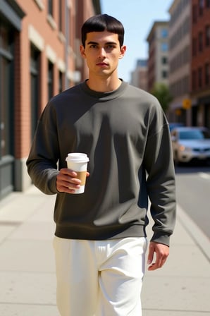 Erkek Bisiklet Yaka Düşük Kol Oversize Kalıp Sweatshirt Fonksiyonel Dayanıklı Kaliteli Şık