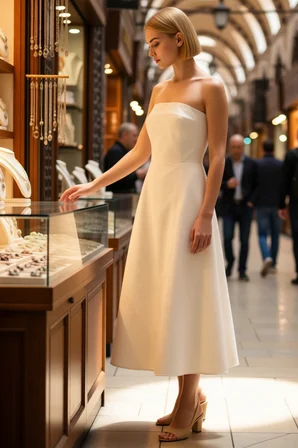 Kadın Straplez Poplin Maxi Elbise %100 Pamuk A-Line Kesim Kolsuz Astarlı Yazlık Dokuma Günlük Rahat