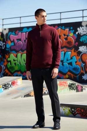 Erkek Dik Yaka Fermuarlı Standart Kol Regular Kalıp Sweatshirt Fonksiyonel Dayanıklı Rahat