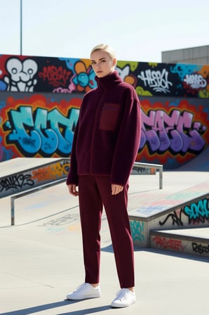 Kadın Dik Yaka Düşük Kol Tam Fermuarlı Peluş Sweatshirt Fonksiyonel Dayanıklı Kaliteli Şık