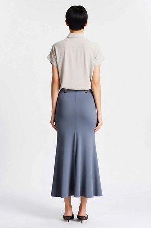 Kadın Midi Boy Saten Etek Balık Kesim Astarsız Düz Desen Polyester Rahat Günlük Giyim Modern Şık