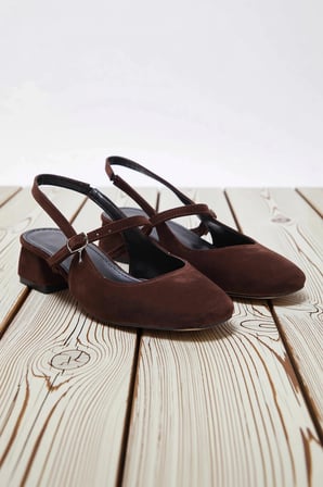 Kadın Kare Burunlu Blok Topuklu Süet Slingback Ayakkabı Fonksiyonel Dayanıklı Kaliteli Şık