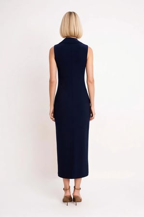 Kadın Gömlek Yaka Kolsuz Maxi Elbise Düğmeli Bodycon Kesim Esnek Örme Kumaş L Beden Günlük Rahat