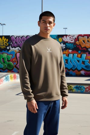 Erkek Bisiklet Yaka Standart Kol Oversize Kalıp Hayvan Desenli Sweatshirt Fonksiyonel Spor