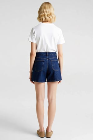 Kadın Şort Yüksek Bel Geniş Paça Kısa Boy Düz Desen City Short Kalıp Rigid Dokuma Şık