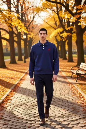 Erkek Polo Yaka Standart Kol Oversize Kalıp Sweatshirt Fonksiyonel Dayanıklı Kaliteli Spor