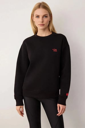 Kadın Bisiklet Yaka Düşük Kol Nakışlı Örme Sweatshirt Fonksiyonel Dayanıklı Kaliteli Rahat