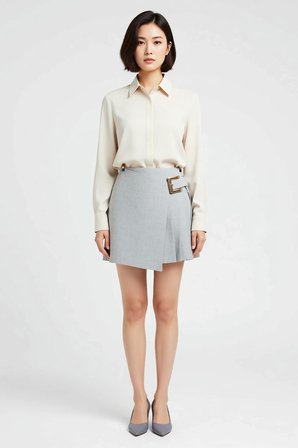 Kadın Büyük Beden Mini Şort Etek Bel Kemer Tokalı Pileli Dokuma Polyester Casual Rahat Günlük Modern