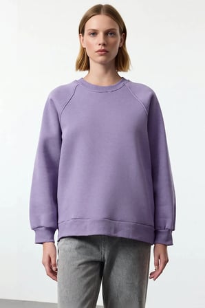 Kadın Bisiklet Yaka Reglan Kol Düz Örme Sweatshirt Fonksiyonel Dayanıklı Kaliteli Konforlu
