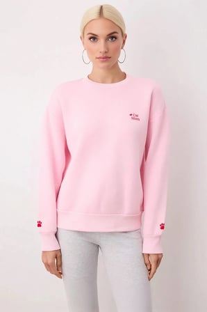 Kadın Bisiklet Yaka Düşük Kol Nakışlı Örme Sweatshirt Fonksiyonel Dayanıklı Kaliteli Rahat