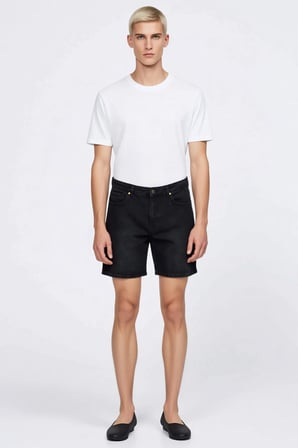 Erkek Şort Kot Bermuda Baggy Geniş Kesim Straight Kalıp Düz Desen Normal Bel Kısa Boy Rigid