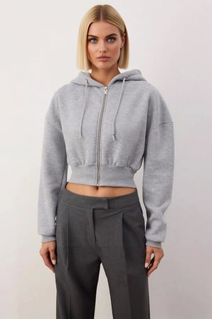Kadın Kapüşonlu Fermuarlı Uzun Kollu Örme Sweatshirt Fonksiyonel Dayanıklı Kaliteli Modern