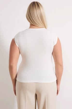 Kadın Büyük Beden Bluz Basic Bisiklet Yaka Kısa Kol Fitted Kalıp Ribana Örme Düz Esnek