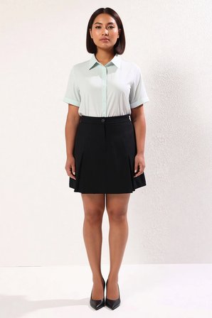 Kadın Büyük Beden A Kesim Pileli Dokuma Şort Etek Elastan Karışımlı Rahat Günlük Mini Boy Modern