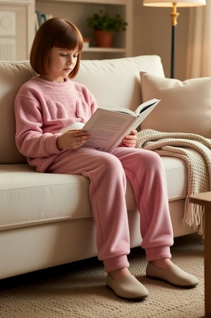 Kız Çocuk Bisiklet Yaka Standart Kol Uzun Kol Regular Kalıp Peluş Örme Pijama Takımı Dayanıklı