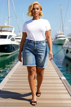 Kadın Büyük Beden Şort Denim Bermuda Yüksek Bel Destroylu Geniş Paça Düz Desen Non Stretch