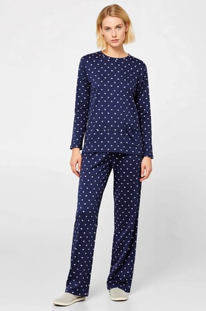Kadın Bisiklet Yaka Standart Kol Pijama Takımı Boru Paça Fonksiyonel Dayanıklı Şık %100 Pamuk
