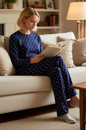 Kadın Bisiklet Yaka Standart Kol Pijama Takımı Boru Paça Fonksiyonel Dayanıklı Şık %100 Pamuk