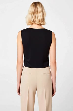Kadın Bluz Crop Kayık Yaka Kolsuz Fitted Kalıp Vücuda Oturan Örme Düz Desen Penye Süprem