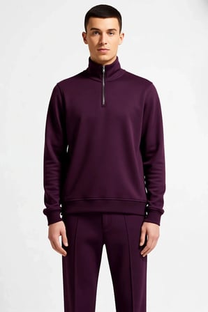 Erkek Dik Yaka Fermuarlı Standart Kol Regular Kalıp Sweatshirt Fonksiyonel Dayanıklı Rahat