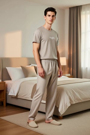 Erkek Bisiklet Yaka Standart Kol Çizgili Pijama Takımı Regular Kalıp Fonksiyonel Dayanıklı