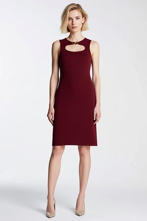 Kadın Bodycon Midi Elbise Havuz Yaka Kolsuz Aksesuar Detaylı Düz İnterlok Örme Kumaş Rahat