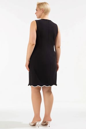 Kadın Büyük Beden Kolsuz A-Line Mini Dokuma Elbise Kayık Yaka Polyester Elastan Rahat Günlük Modern