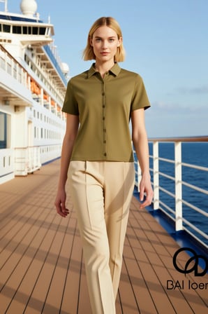 Kadın Bluz Crop Polo Yaka Kısa Kol Düğmeli Fitted Penye Süprem Örme Düz Fonksiyonel