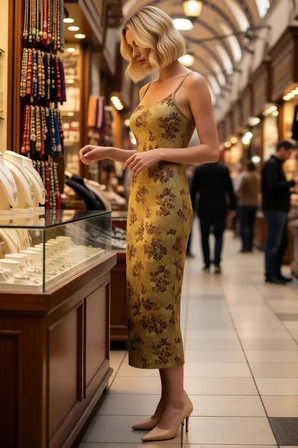 Kadın İnce Askılı Kare Yaka Çiçek Desenli Bodycon Midi Esnek Örme Elbise Günlük Rahat Modern Şık
