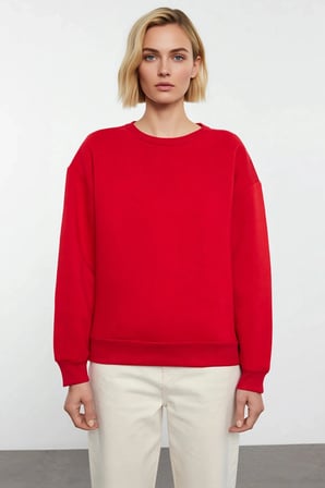 Kadın Bisiklet Yaka Düşük Kol Regular Kalıp Örme Sweatshirt Fonksiyonel Dayanıklı Kaliteli