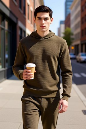 Erkek Kapüşonlu Standart Kol Ottoman Dokuma Regular Kalıp Sweatshirt Fonksiyonel Dayanıklı