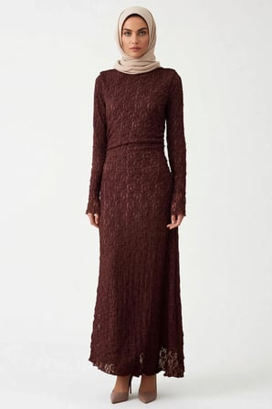 Kadın Bisiklet Yaka Standart Kol Bodycon Kalıp Maxi Elbise Fonksiyonel Dayanıklı Kaliteli Şık