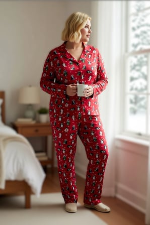Kadın Gömlek Yaka Standart Kol Regular Kalıp Pijama Takımı Fonksiyonel Kaliteli %100 Pamuk
