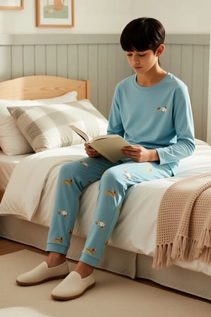 Erkek Çocuk Animal Baskılı Bisiklet Yaka Standart Kol Regular Örme Pijama Takımı Spor %100 Pamuk