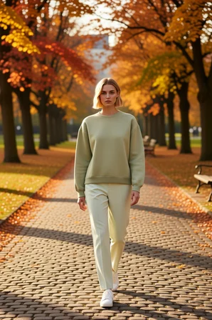Kadın Bisiklet Yaka Düşük Kol Regular Kalıp Örme Sweatshirt Fonksiyonel Dayanıklı Kaliteli
