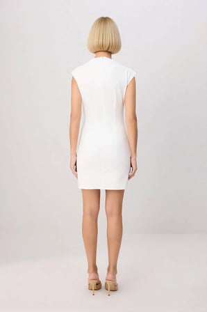 Kadın Kolsuz Dik Yaka Bodycon Mini Elbise Esnek Dokuma Astarsız Konforlu Kesim Günlük Rahat Modern