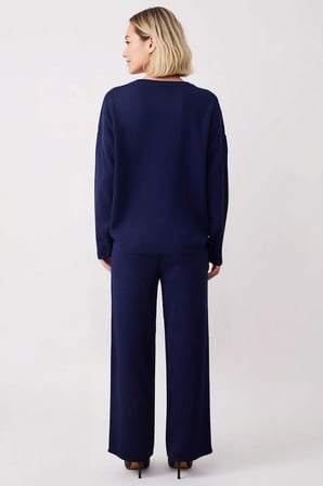 Kadın Oversize V Yaka Triko Hırka Pantolon Üç Parçalı Takım Düşük Kollu Rahat Kesim Günlük Modern