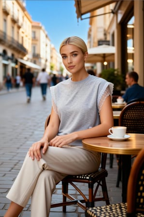 Kadın Bluz Relaxed Kalıp Kolsuz Bisiklet Yaka Brode Detaylı Örme Kumaş Düz Desen Yüzde Yüz