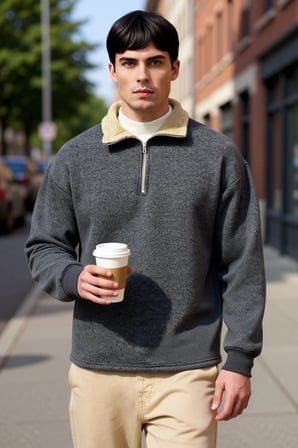 Erkek Dik Yaka Fermuar Detaylı Standart Kol %57 Pamuk %43 Polyester Sweatshirt Fonksiyonel